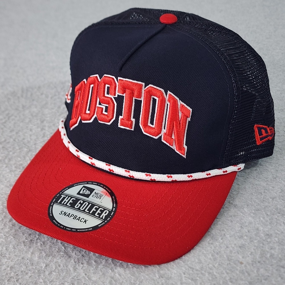 Boston Redsox MLB Golfer Hat Adult Blue New Era Adjustable Snapback Rope Trucker